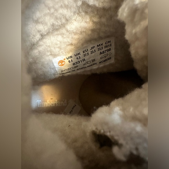 Timberland Women’s Teddy Fleece Fold-Down WP Ankle Boot #TB08331R Natural/ Grey - Picture 9 of 12